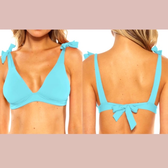 NEW Becca [ Small ] Tie Shoulder Bikini Top in Sea‎ Blue - Picture 1 of 11